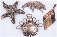 Jewelry Sterling Silver Figural Brooches & Pendant