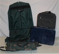selection of luggage w garment bag