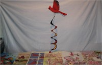 lot outdoor mini flags and a cardinial whirlygig