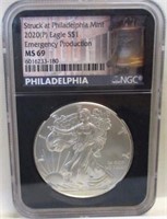 2020-P SILVER EAGLE EMERGENCY PRODUCTION NGC MS69