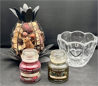 Pineapple potpourri, crystal dish, yankee candles