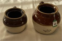 2 pcs. Vintage Stoneware Bean Pots