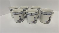 (6) lighthouse stoneware mugs