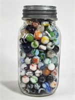 JAR FULL OF VINTAGE MARBLES