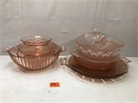 Vintage Pink Carnival Kitchen Glass Ware