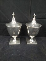 Pair of vintage silver plated  covered urns