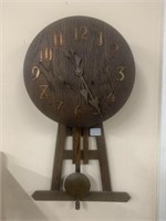 Mission Oak Round Face Wall Clock with Pendulum