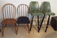 Pair of matching vintage bar stool and pair of
