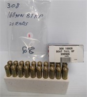 (20) Rounds of Ultramax 168GR boattail HT with