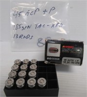 (13) Rounds of 45 ACP+P 185GR tac-xpd.