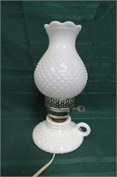 Vintage Hobnail Milk Glass Lamp 11" Tall