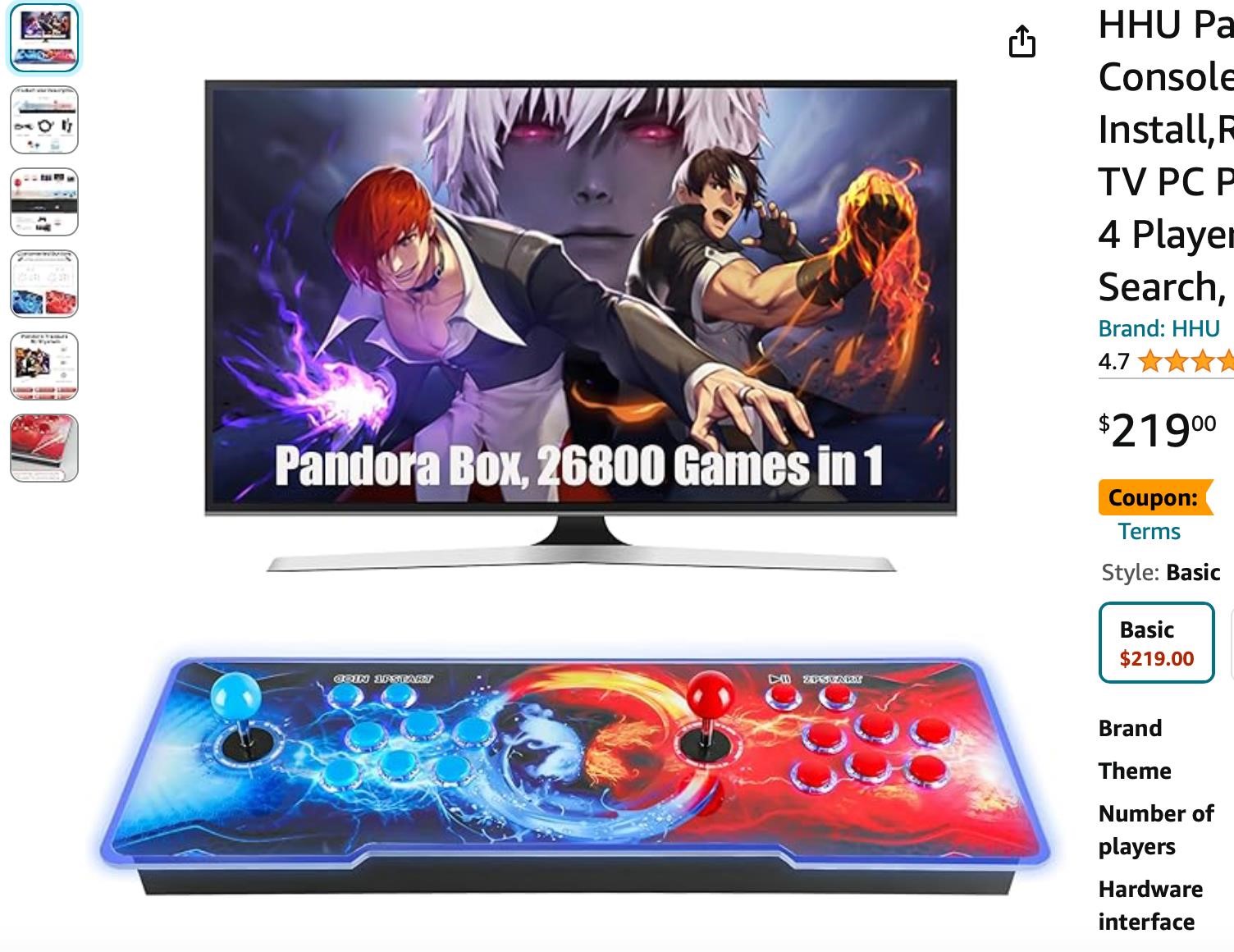 HHU Pandora Box Arcade Game Console