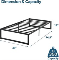 Twin Metal Platform Bed Frame Foundation