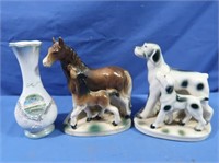 Ceramic Horse Planter, Dog Planter (tail broken),