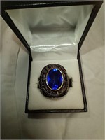 Air Force Ring in gold tone w/ Blue Center Stone