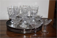 Crystal Glasses & Plated Tray