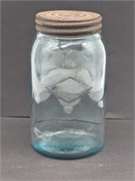 Teal Diamond Pint Midget Jar #2