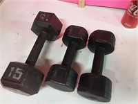 15 LB Dumbell & 2- 1.1KG's