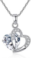 Elegant Heart .66ct White Sapphire Necklace