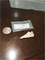 Vintage Arrowhead (local) & Stone w/ Fossil
