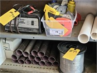 BATTERY CHARGER, TAPE MEASURE, LARGE ROLL OF WIRE