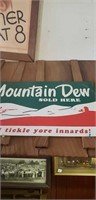 Plastic Mountain Dew sign 15 x 24"