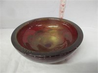 1950's MURANO RUBY GLASS -GOLD BOWL