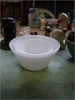 4pc fire king white glass bowl set