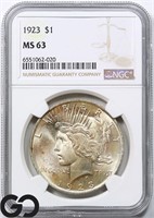 1923 Peace Silver Dollar, NGC MS63