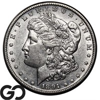 1891-S Morgan Silver Dollar, AU++ Better Date