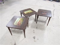 Set of (3) Matching Dark Wood Side Tables