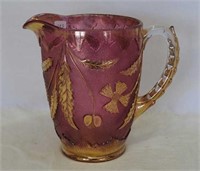 Pink Pattern Glass Delaware water pitcher