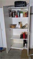 6 Ft Wooden Storage Cabinet & Contents