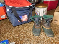 AMERICAN FLAG; COOLER; TIN CAN; SIZE 9 MEN'S