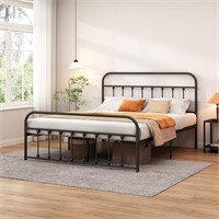 Classic Metal Platform Bed Frame  Queen Size