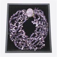 18" Six-strand amethyst and freshwater pearl