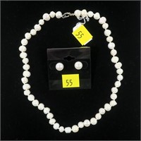 8-9mm 16" sterling silver freshwater pearl