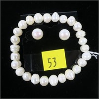 7" 7-9mm freshwater pearl bracelet with matching