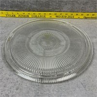 Vintage Clear Cut Glass Round Cake Serving Platter