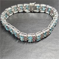 Certified Silver Blue Cz,Ruby(20.68) Bracelet