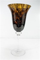 Leopard Print Footed Glass Vase