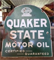 Large Vintage Metal Quaker state motor oil sign