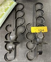 2PC VTG IRON GOTHIC CANDLE HOLDER