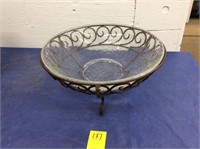 Glass Bowl in Metal Stand - NO SHIPPING