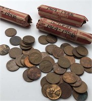 1 Cent Wheat Back Penny Rolls, Assorted Dates and