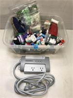 Assorted Sewing Supplies and Surge Protector