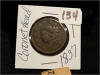 1837 Cornet Head Large Cent