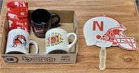 NEBRASKA HUSKER COLLECTIBLE MUGS, FAN & PAD