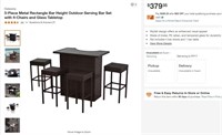 E7153 5-Piece Metal Rectangle Bar Set w/ 4 Chairs