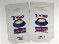 2 NOS VTG Timme's Corn Meal Paper Bags